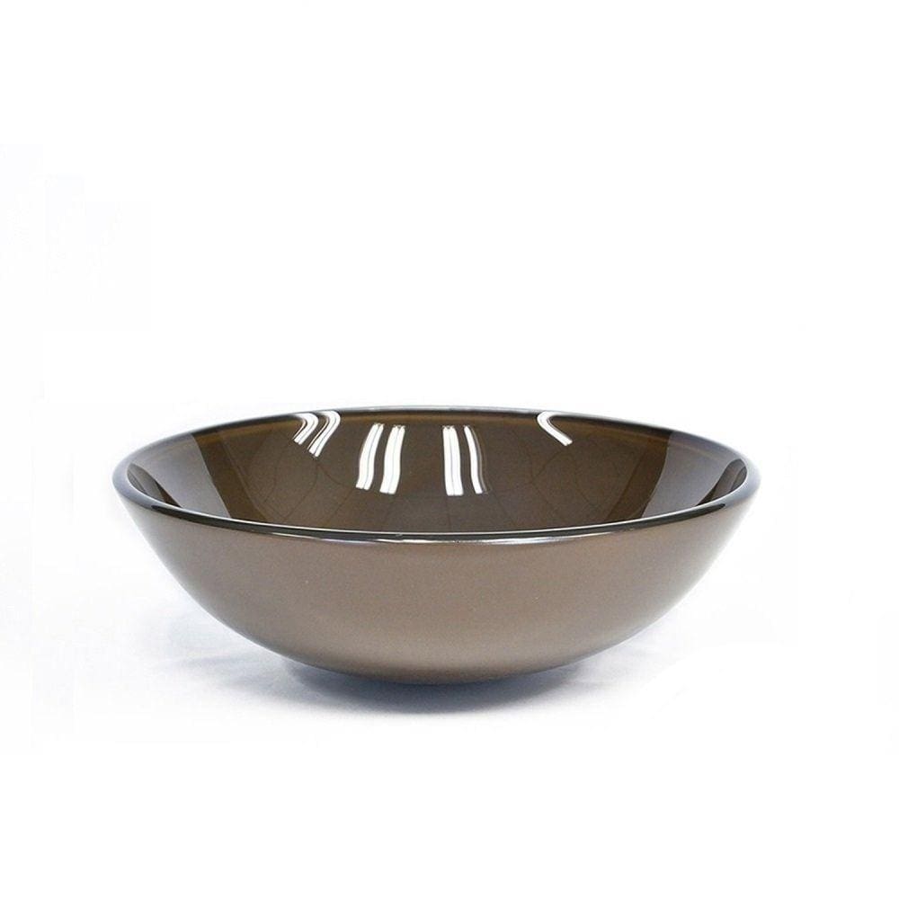 Cuba de Vidro para Banheiro Redonda 42cm Marrom