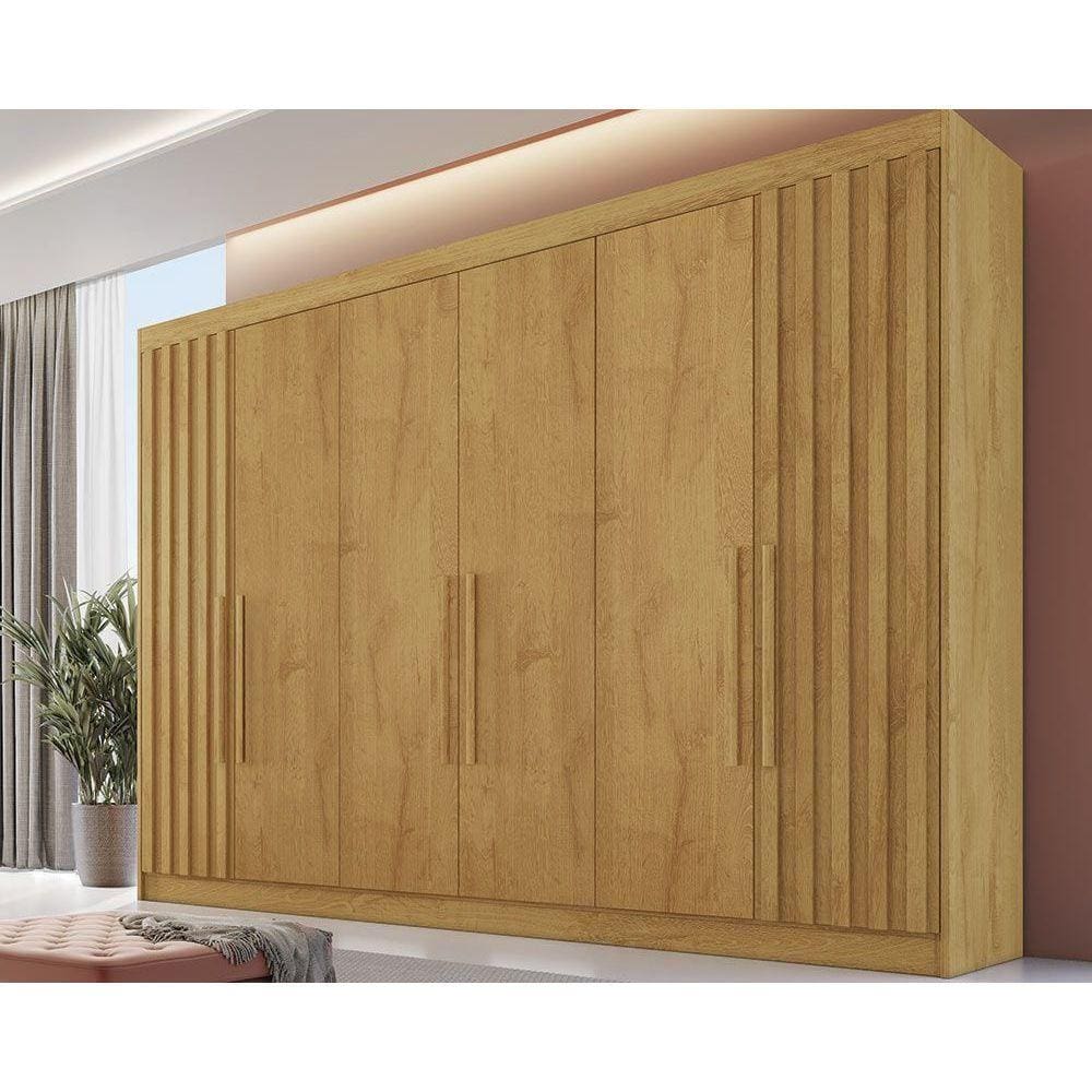 Guarda Roupa 6 Portas Potente c/6 Gavetas e c/ 2 Ripadas Peroba - Europa