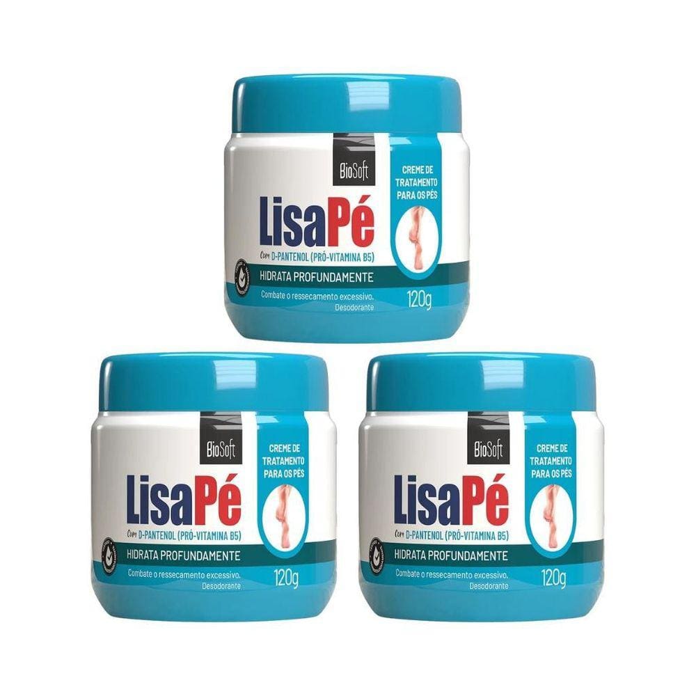 Creme Para Os Pés Bio Soft 120G Hidrat D-Pantenol - Kit 3Un