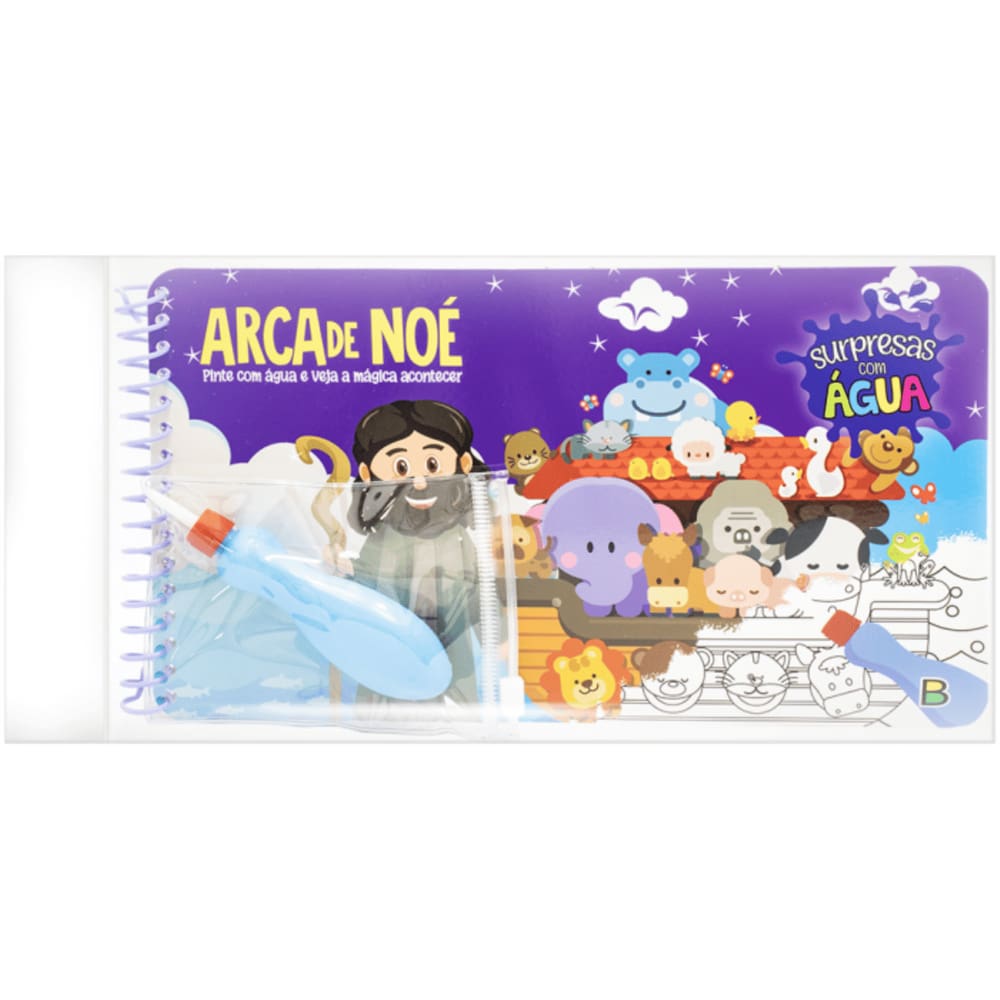 Livro De Colorir Infantil Surpresas com Água: Arca de Noé