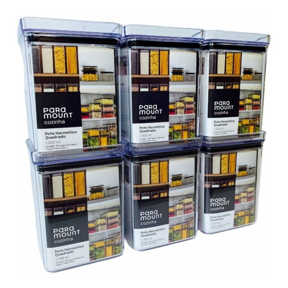 Pote Hermético Lumini Quadrado 1.000 Ml - 6 unidades