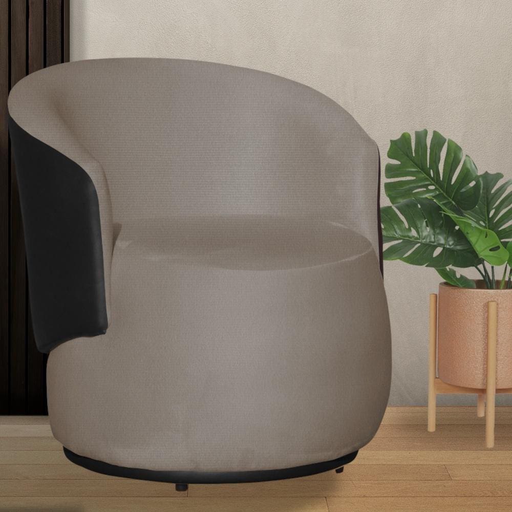 Poltrona Organica Beatriz Suede Cappuccino C/ Composê Corano Preto - LM DECOR