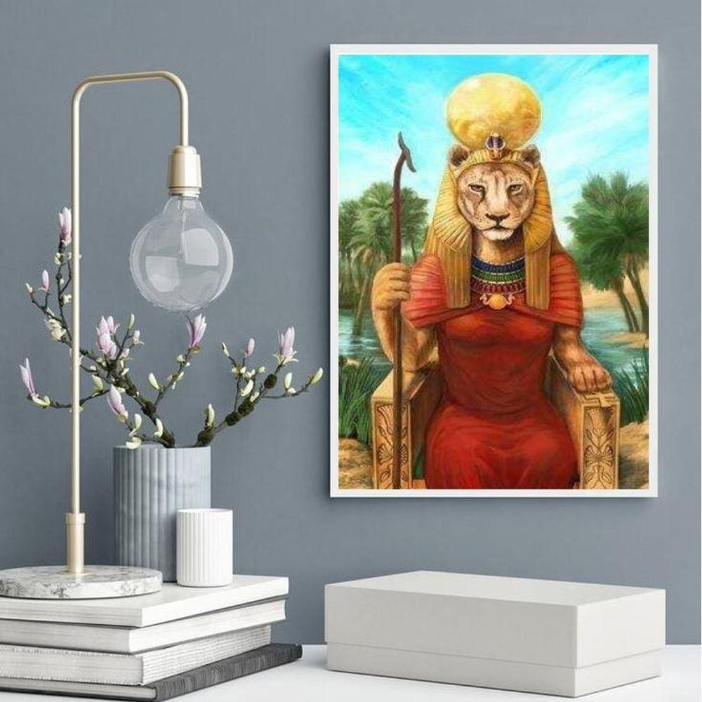Quadro Decorativo Deusa Sekhmet 33X24Cm