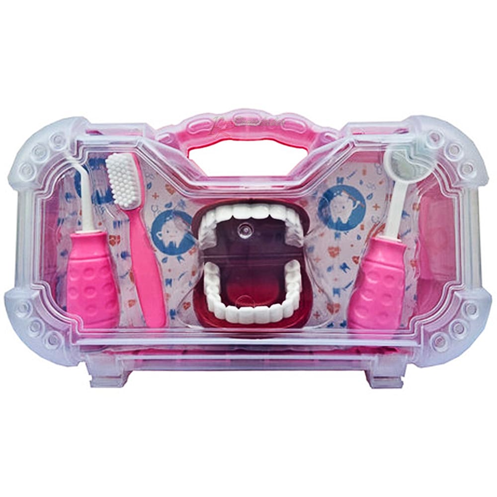 Brinquedo Maleta Dentista Rosa Com Acessorios 4 Pecas