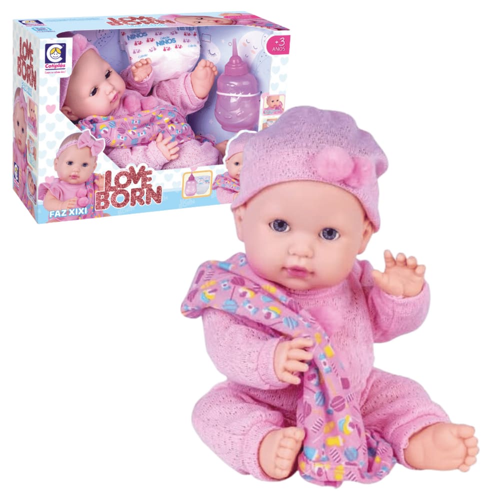 Boneca Bebê Love Born com Naninha Faz Xixi 2608 Cotiplas