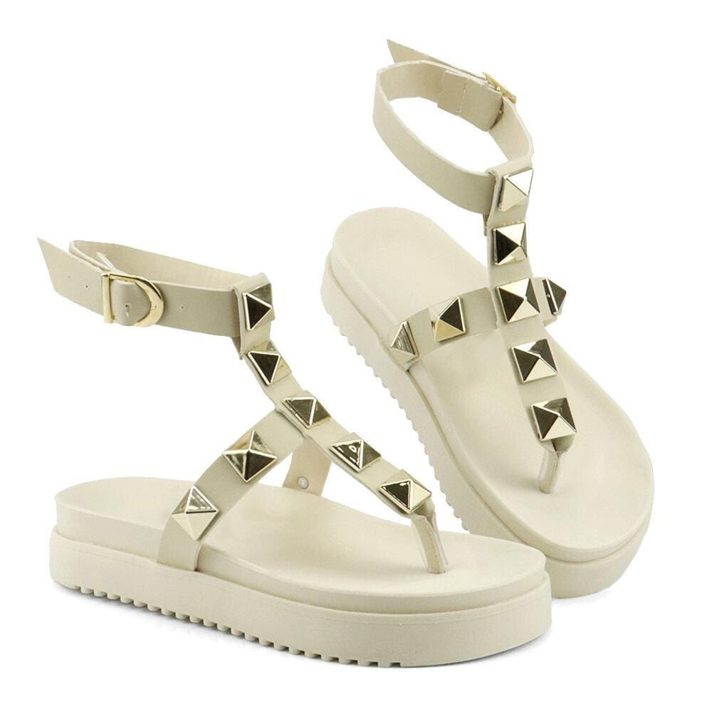 Sandália Fashion Feminina com Fivela Ajustável Ecológico Elegância Garantida Marfim