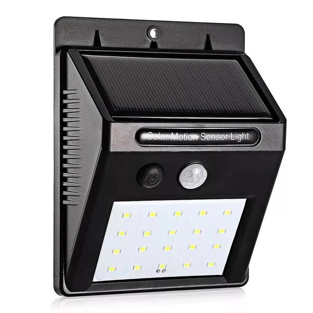 Kit 2 Luminárias Solar 30 Leds Sensor Movimento Luz Preto