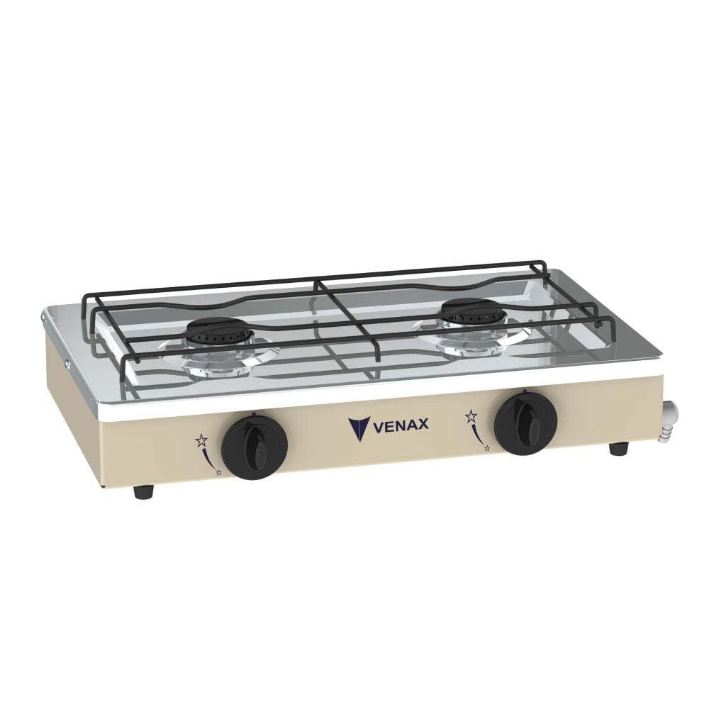 Fogao a Gas Portatil 2 Bocas Venax Flamalar Bege