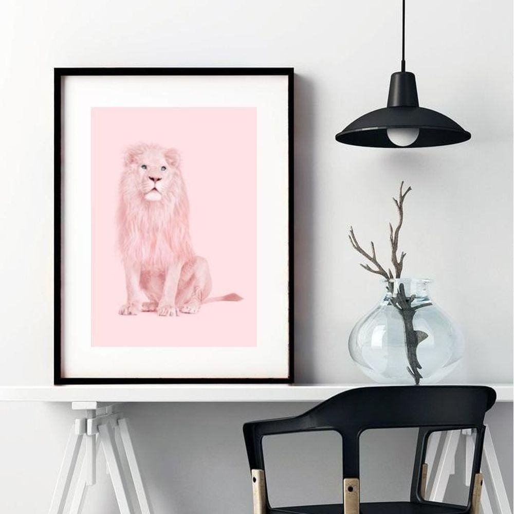 Quadro Fotografia Leão Rosa - 60X48Cm