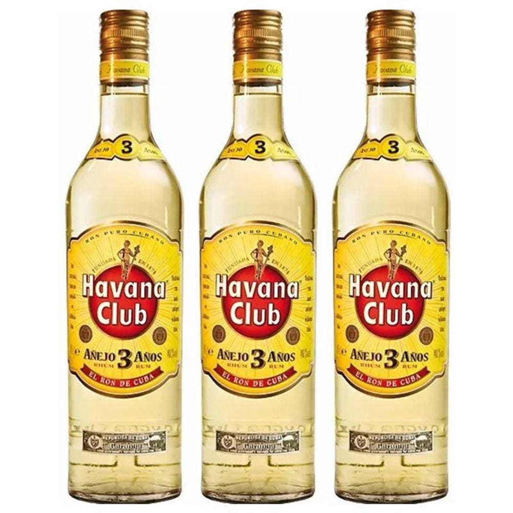 Kit 3 Unidades Rum Havana Club 3 Anos 750Ml