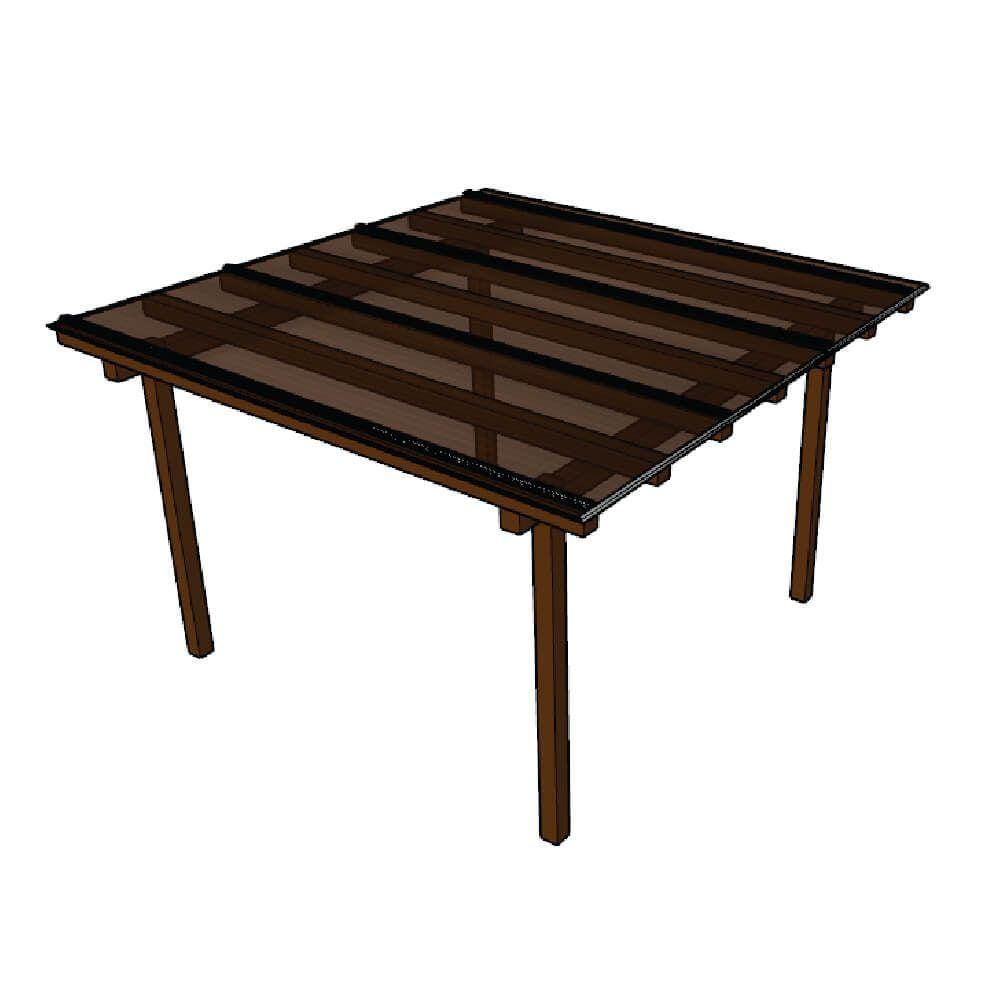 Kit Policarbonato Bronze 4mm 3,00m x 3,00m - Perfis Naturais