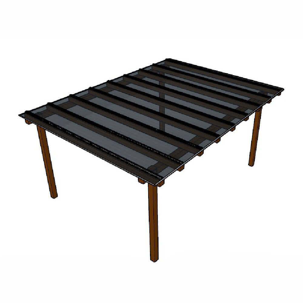 kit Policarbonato Fume 4mm 4,00m x 4,00m - Perfis Naturais