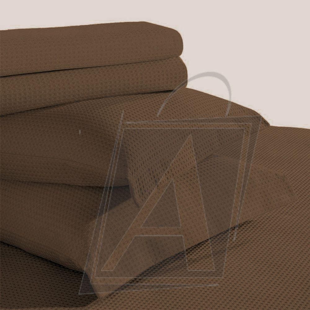 Colcha Casal Teka Genova Piquet Favo Marrom Café 100% Algodão