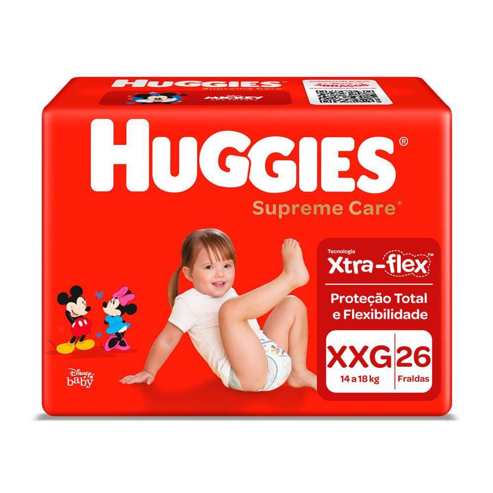 Fralda Huggies Supreme Care Tamanho XXG Mega 26 Unidades Descartáveis