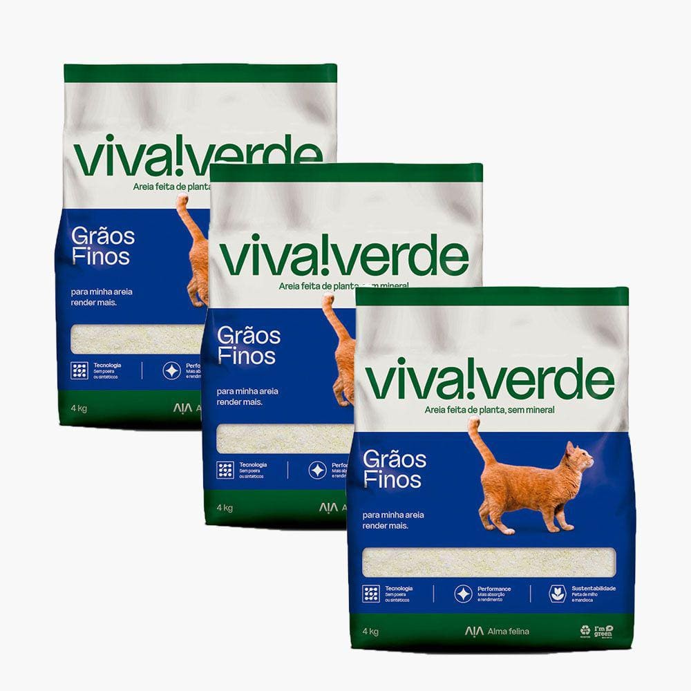 Kit Areia Higiênica petfive Viva Verde Limpeza Plena para Gatos 12Kg