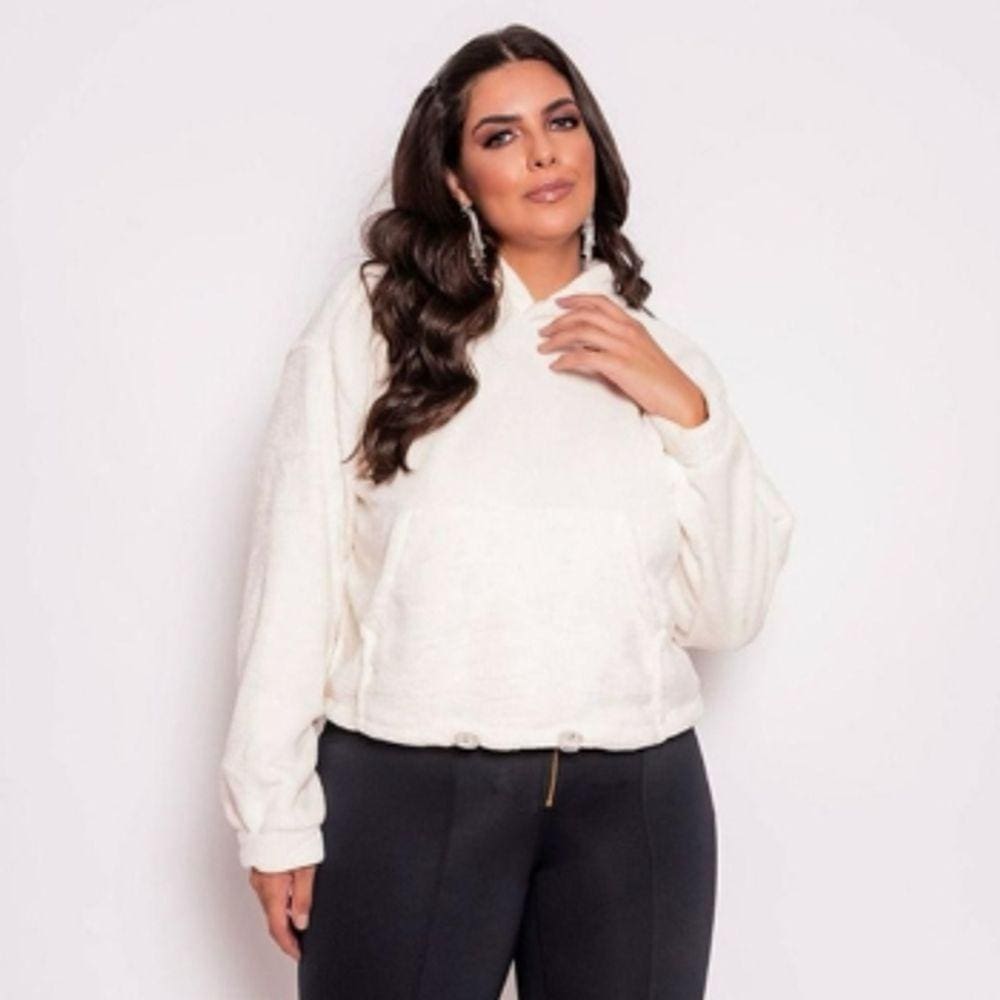 Blusão Plus Size Teddy Com Capuz