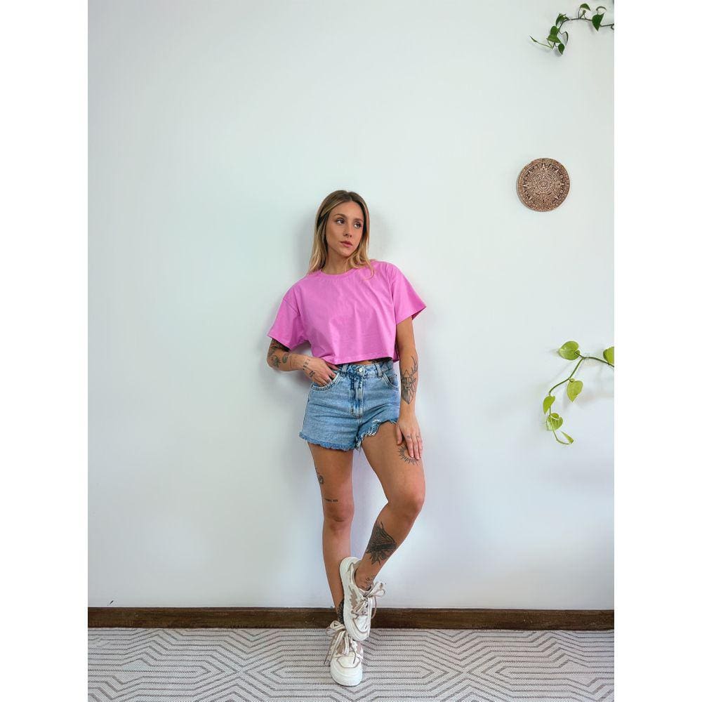 Camiseta Aveloz Feminina Cropped Rosa Blush
