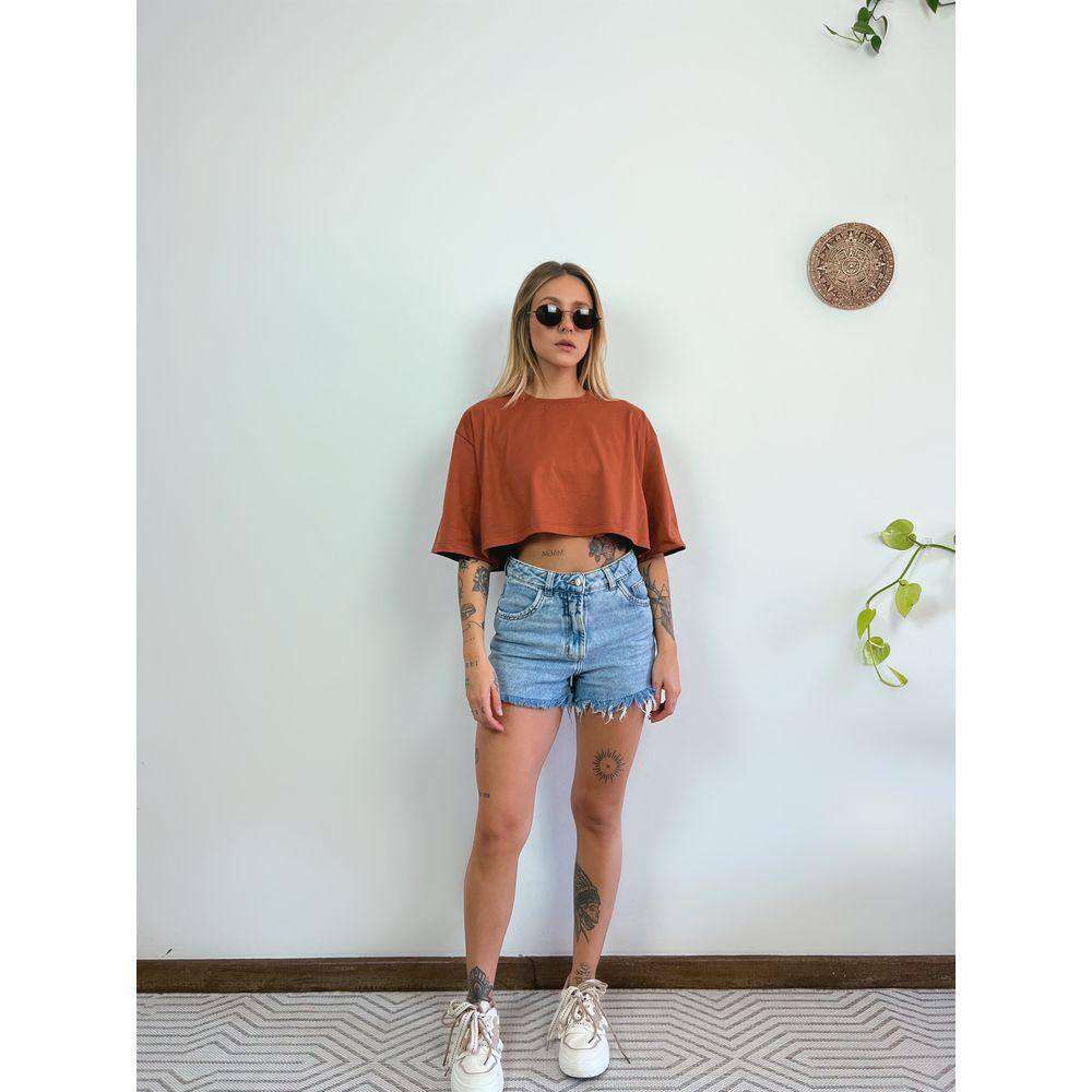 Camiseta Cropped Oversized Aveloz-Terracota