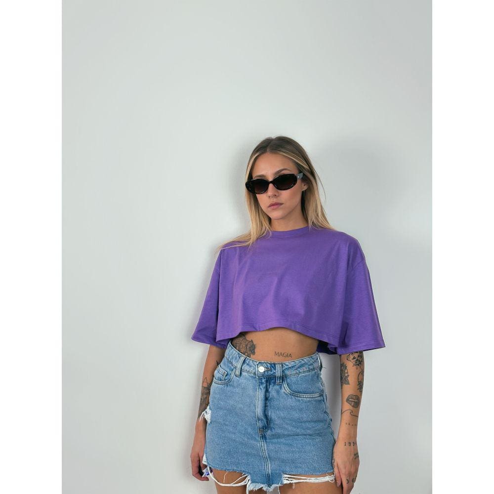 Camiseta Cropped Oversized Aveloz- Roxa