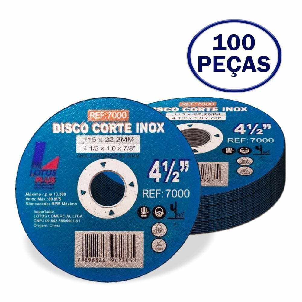 Disco Corte Inox 4 1/2 X 1.0 X 7/8 Com 100 Lotus