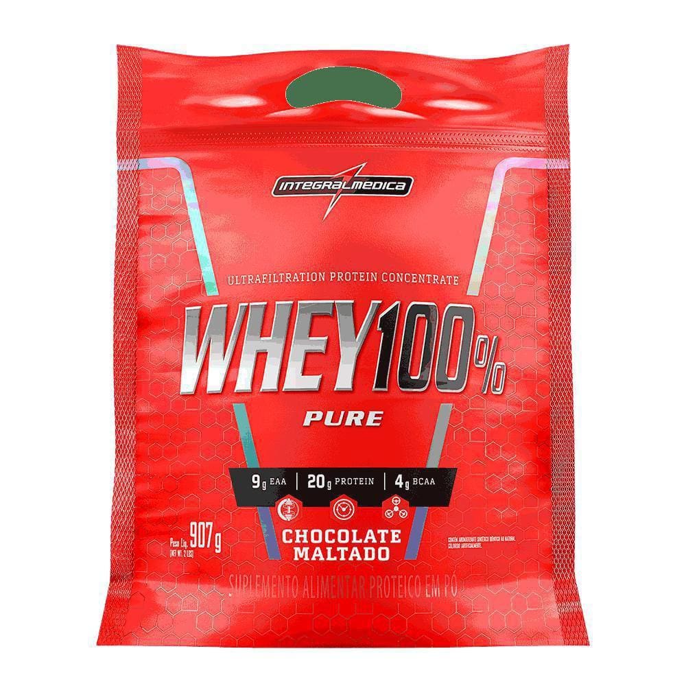 Whey 100% Pouch Pure Choc Maltado 907G - Integralmédica