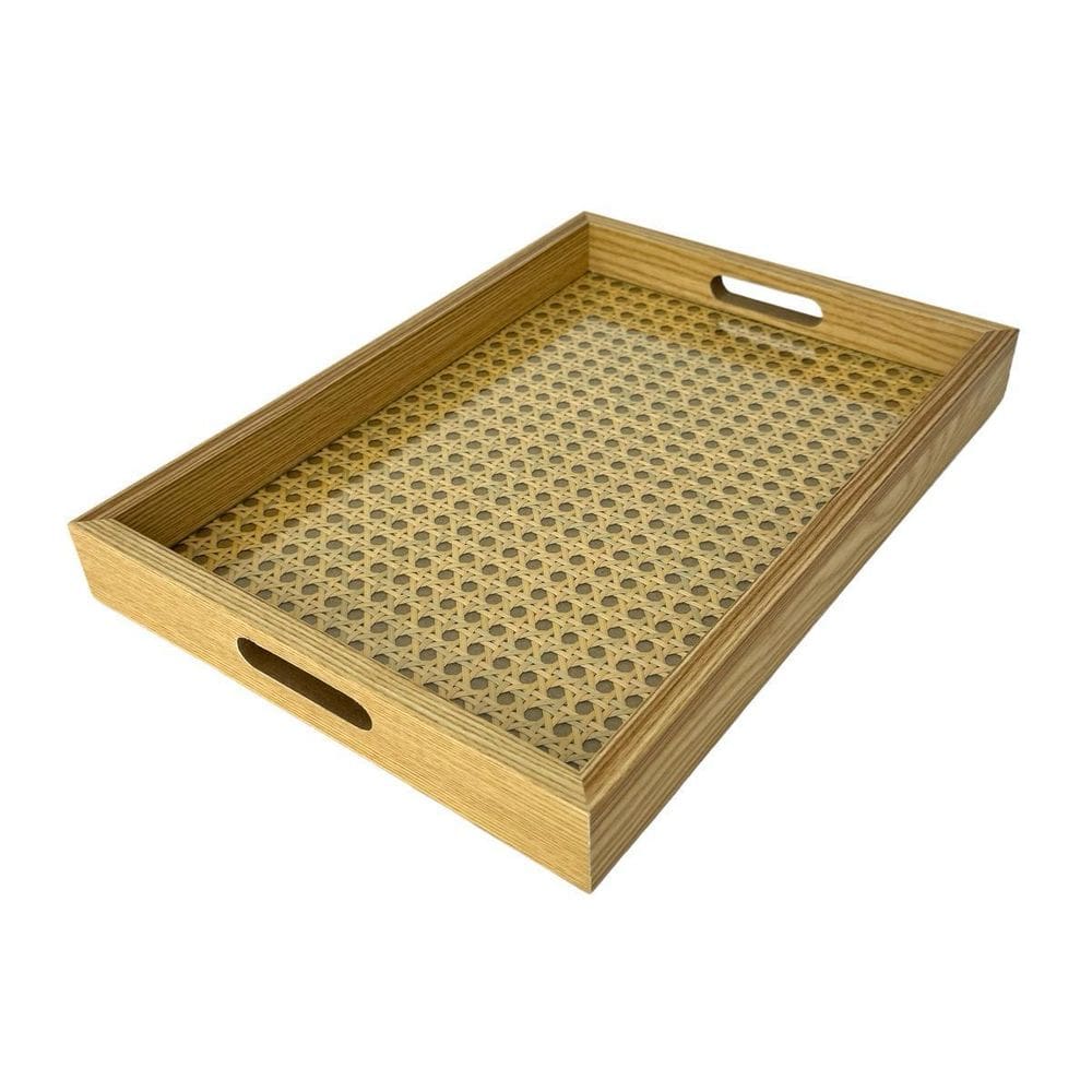 Bandeja Retangular De Mdf Com Fundo Treliça E Acrílico 35Cm