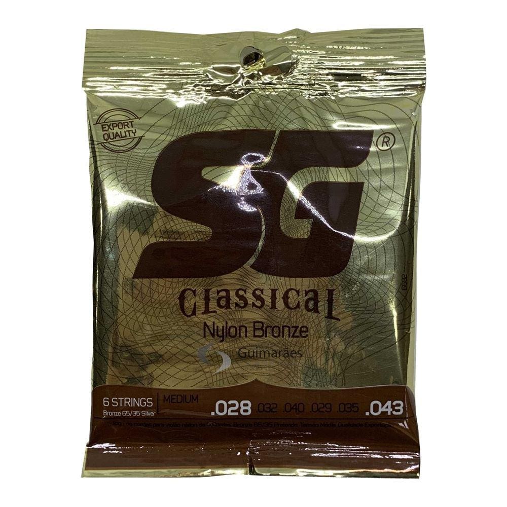 Encordoamento Nylon Bronze 65/35 Prata Tensão Média sem Bolinha para Violão - SG