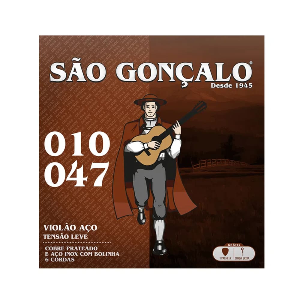 Encordoamento 010 em Aço Prata com Bolinha para Violão - SÃO GONÇALO