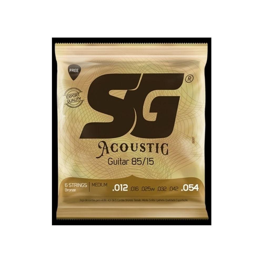 Encordoamento 012 Aço Bronze Tensão Média 85/15 para Violão Aço - SG Acoustic