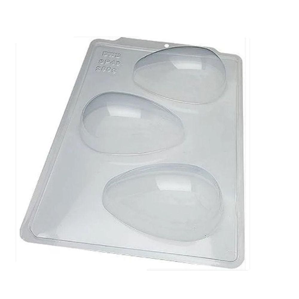 2 Formas especial p/ ovo de pascoa liso 250g 3 partes c/ silicone bwb 3617 sp 49
