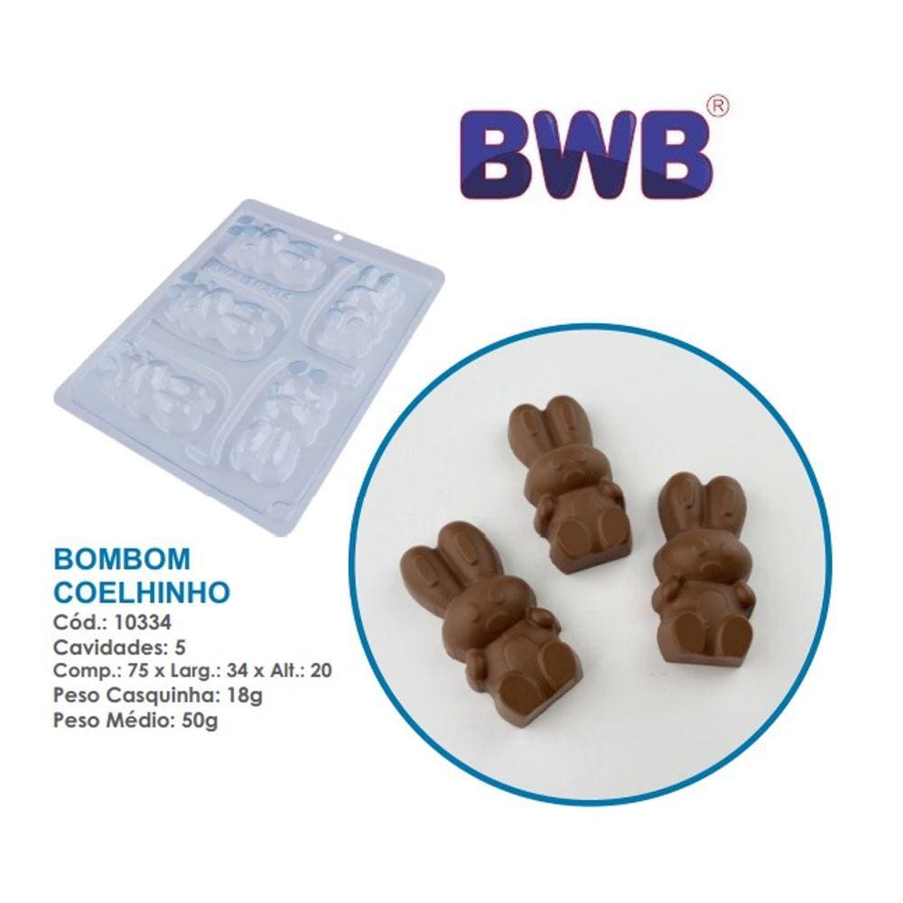 Forma Coelhinho 50g Especial c/ silicone 3 partes pascoa bwb 10334 Chocolate