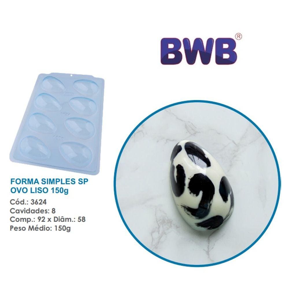 Forma de ovo de pascoa liso 150g simples bwb 3624 semi profisssional