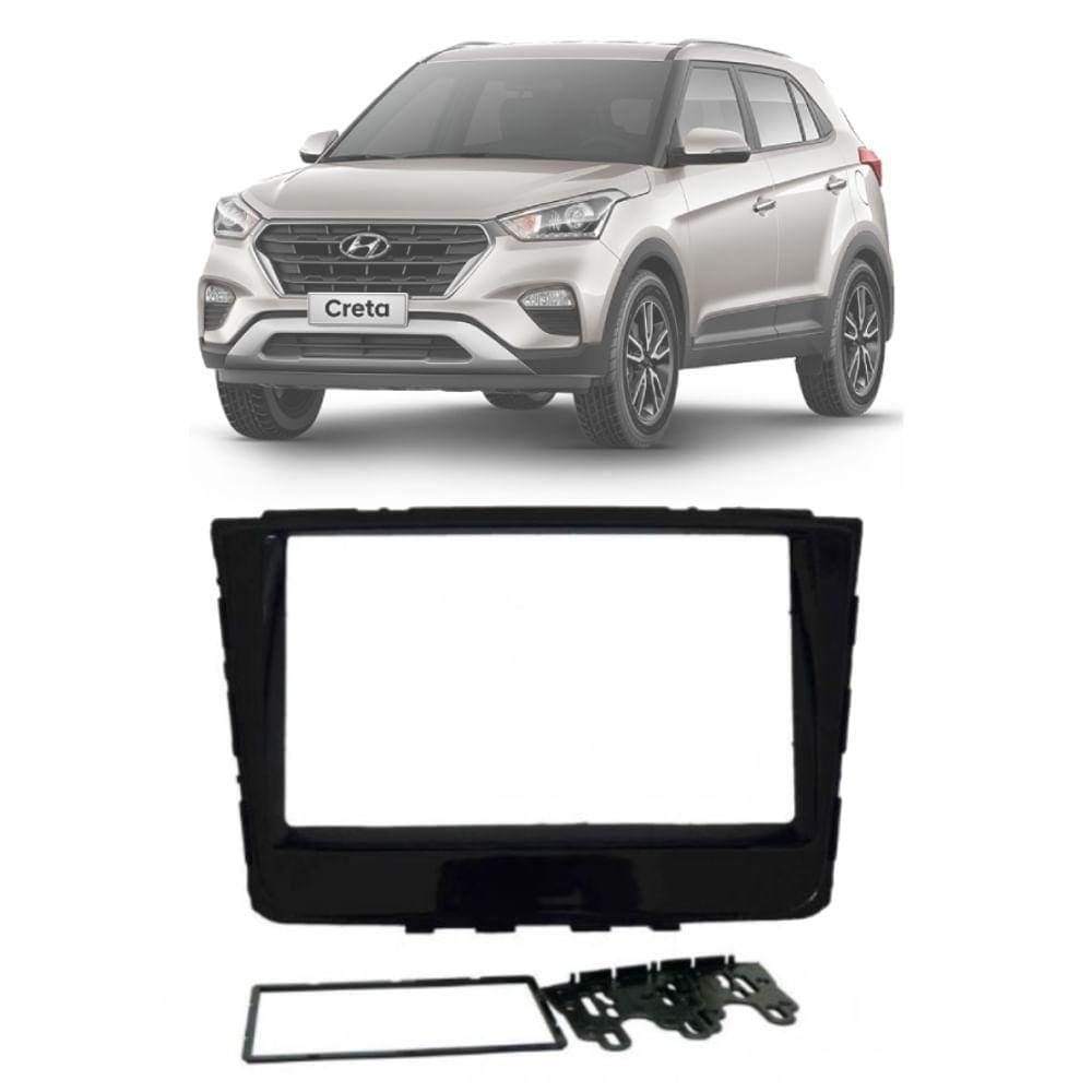 Moldura 2 Din Fiamon Hyundai Creta 2017 até 2021 Black Piano