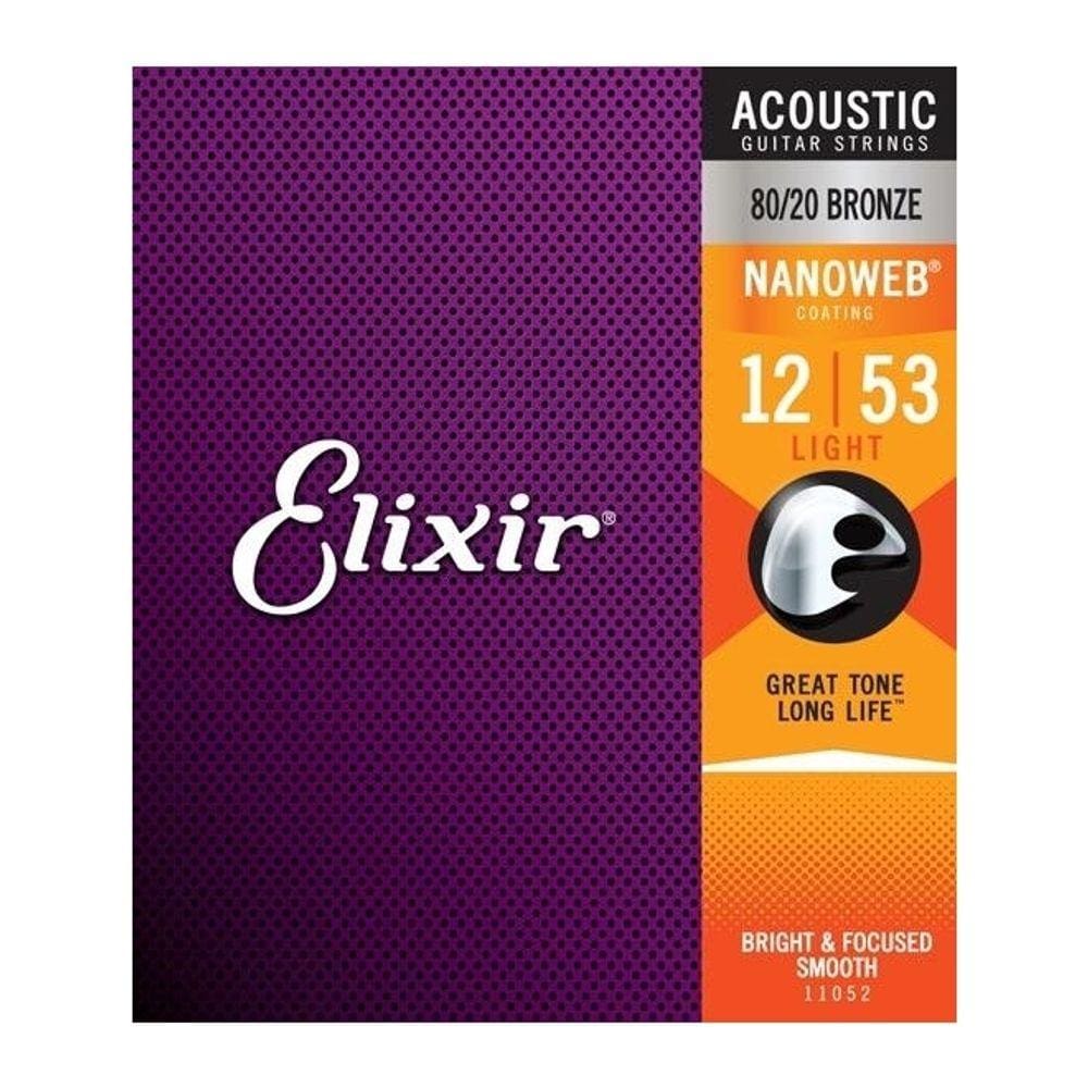 Encordoamento para Violão Aço NANOWEB HD Light 013 - 053 80/20 - ELIXIR