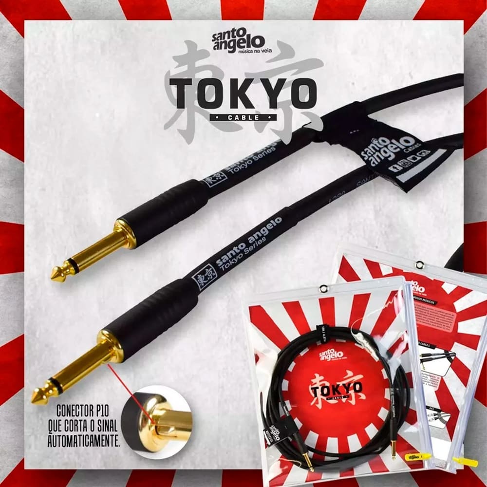Cabo para Guitarra 0,50MM com Conectores P10M X P10M Noise Modelo TOKYO B - SANTO ANGELO