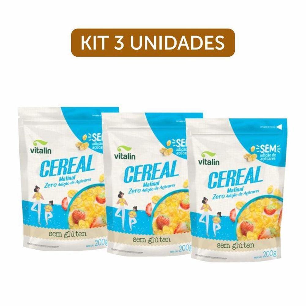 Kit 3X: Cereal Matinal Zero Açúcar Sem Glúten Vegano Vitalin
