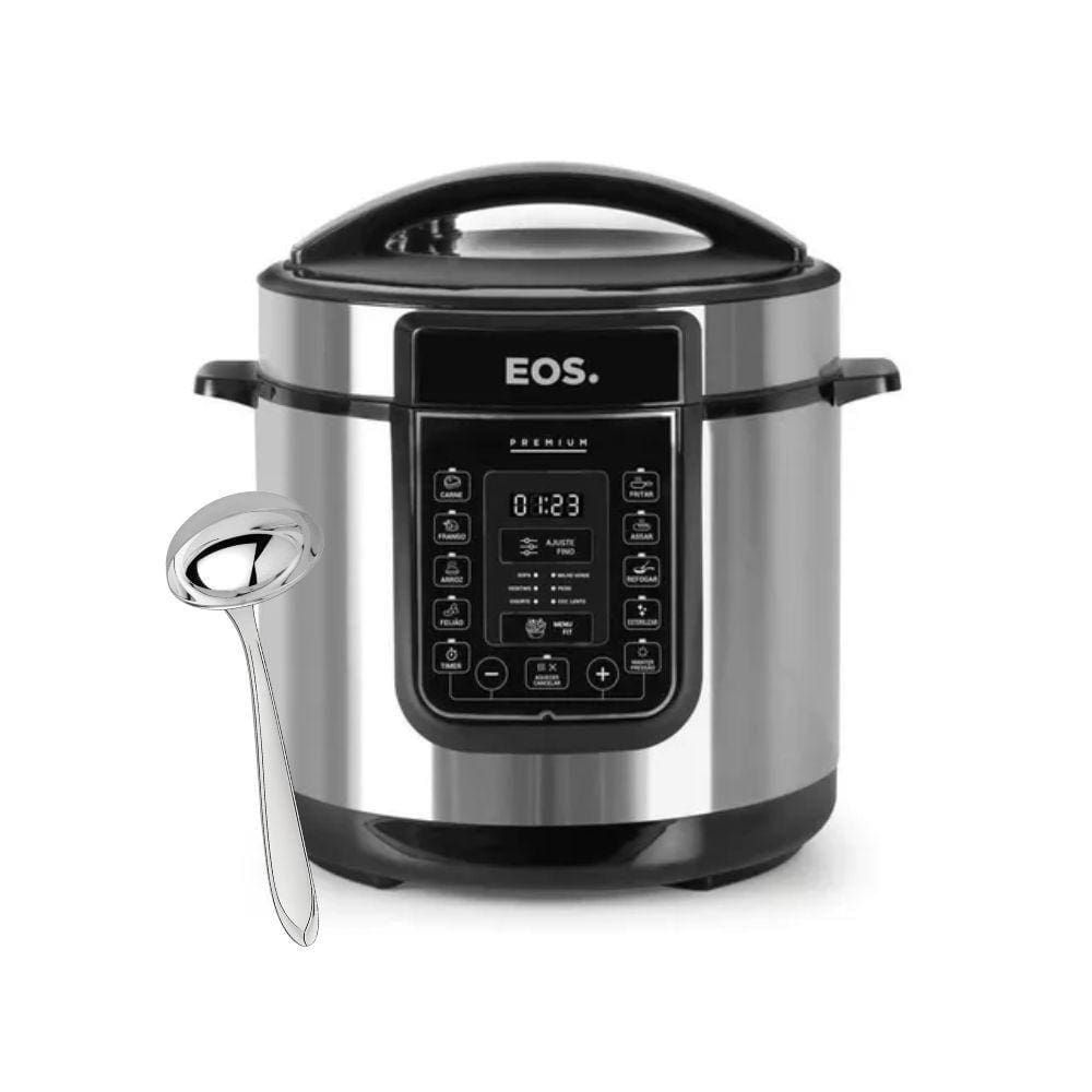 Conjunto de Panela de Pressão Elétrica 6l Eos e Concha Para Feijão Laguna em Aço Inox Tramontina