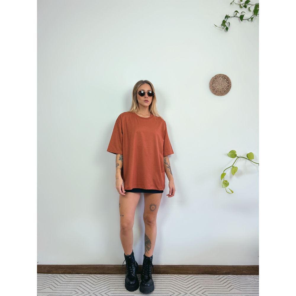Camiseta Oversized Feminina Aveloz - Terracota