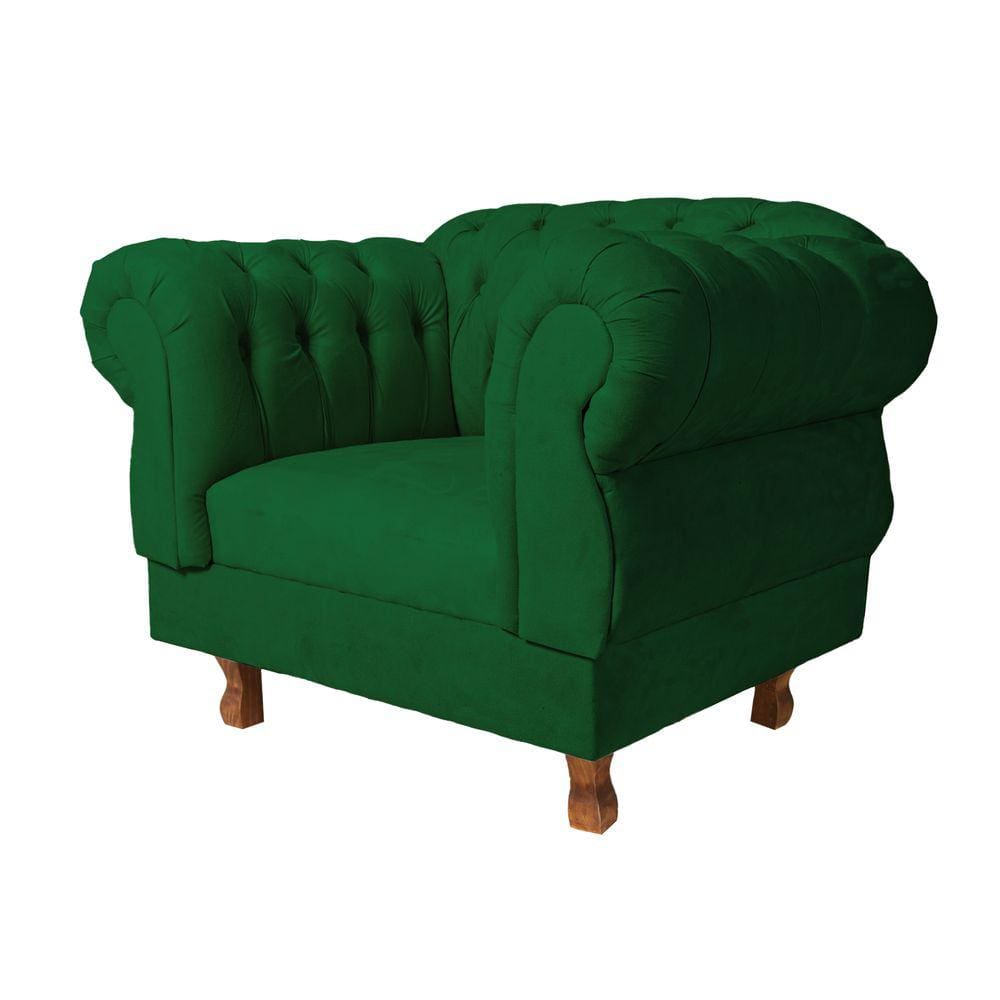 Poltrona Chesterfield Elisabeth Suede Verde Musgo