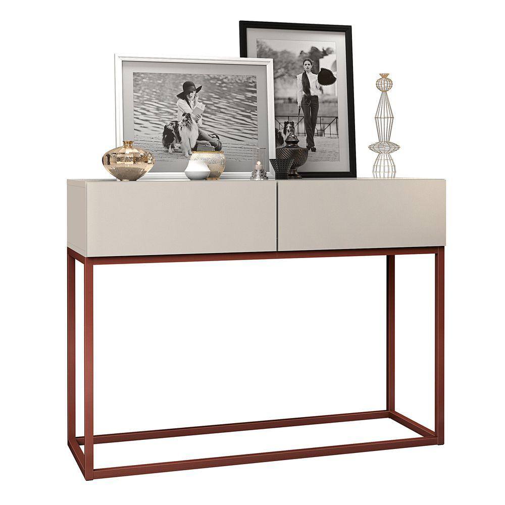 Aparador Buffet Estilo industrial 2 Gavetas Off White com Cobre