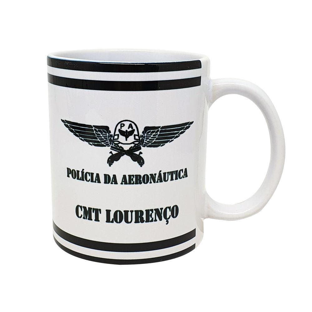 Caneca Cerâmica Branca Personalizada Polícia da Aeronáutica