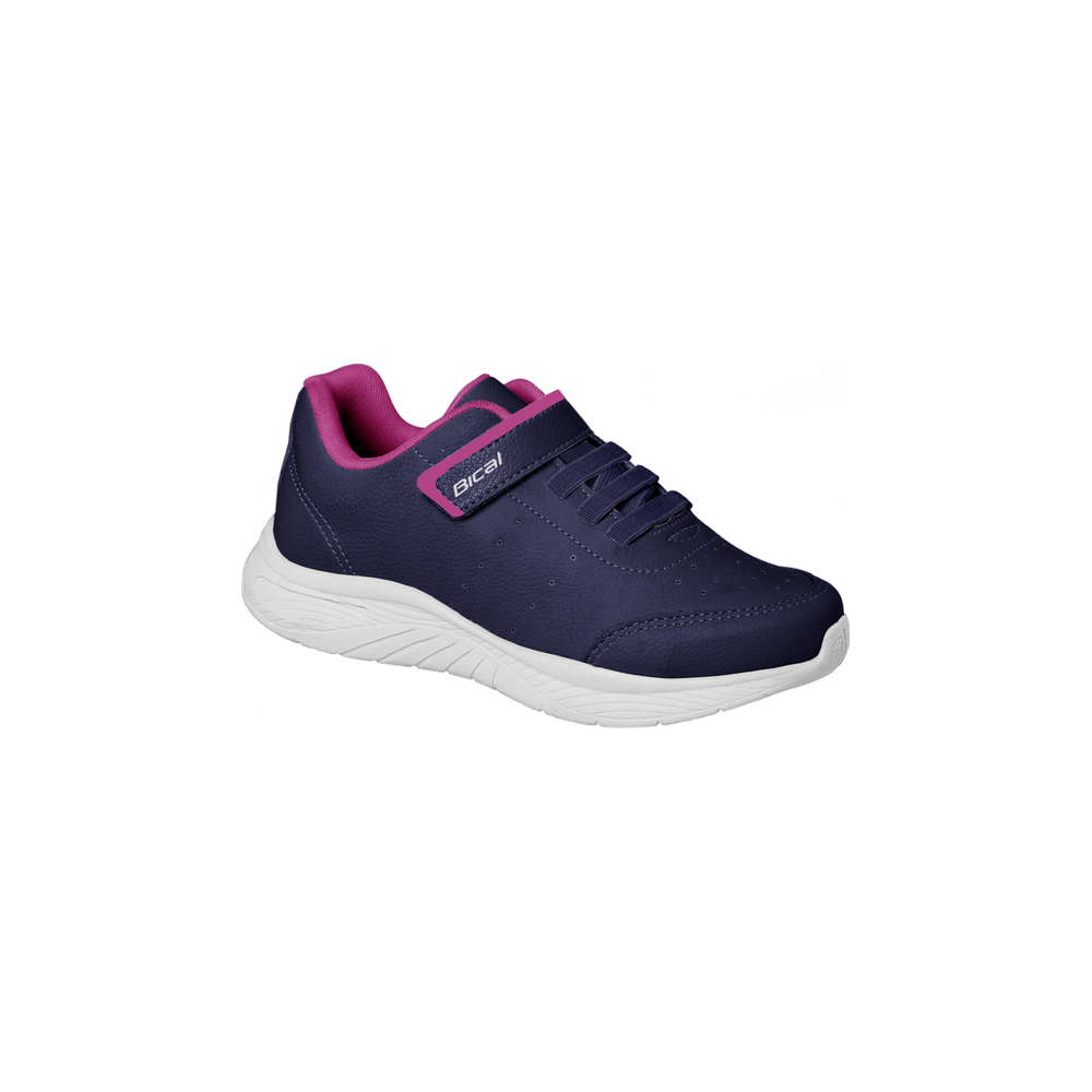 Tênis Infantil Feminino Bical Gamer Fita Aderente Marinho Pink
