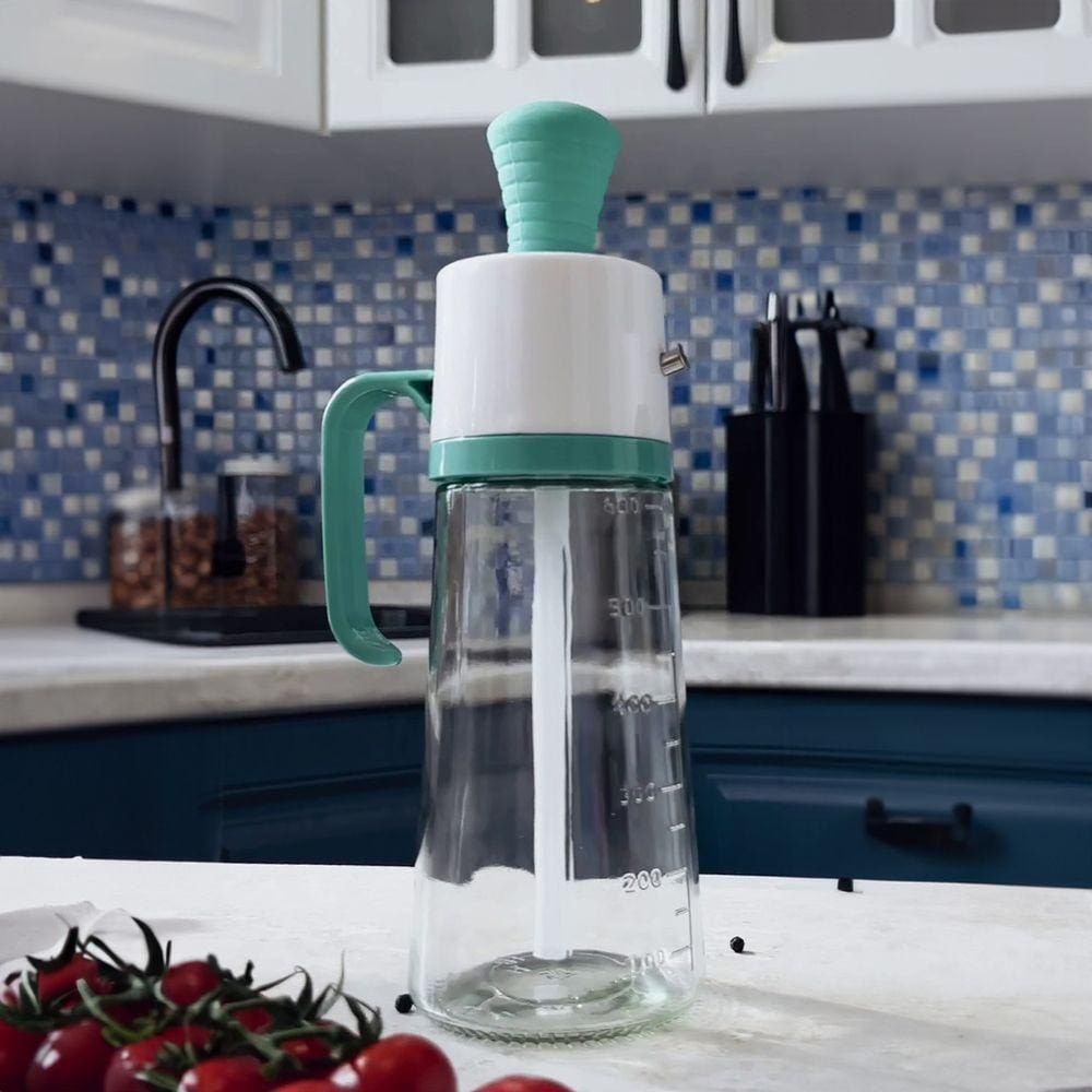 Garrafa Porta óleo Com Dispenser Pincel Em Silicone - Verde