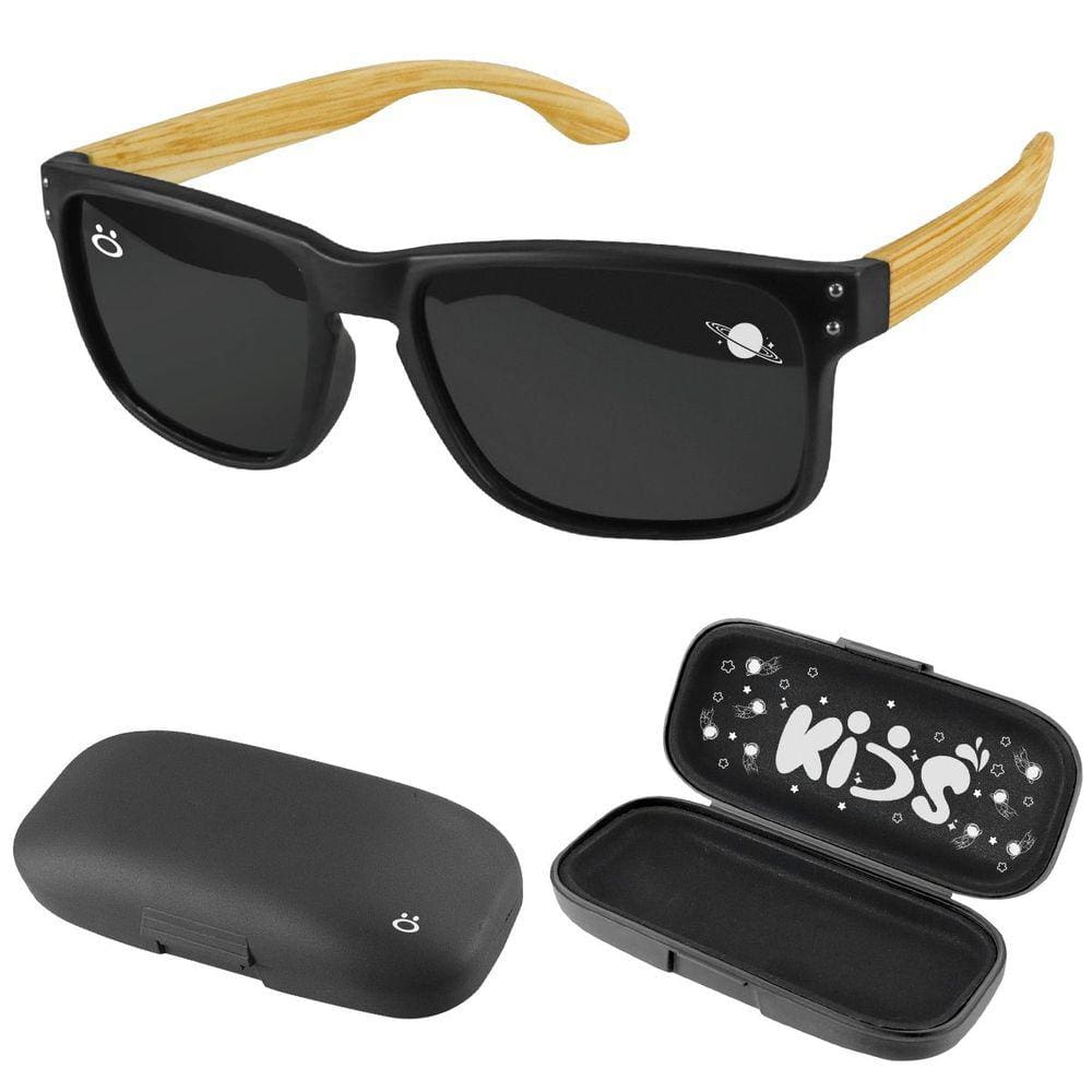 oculos sol infantil preto madeira praia proteção uv + oculos sol preto praia proteção uv madeira