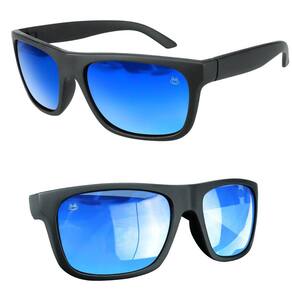 Oculos Sol Emborrachado Masculino Proteção Uv Praia Verao Lente Azul Presente Armação Preta