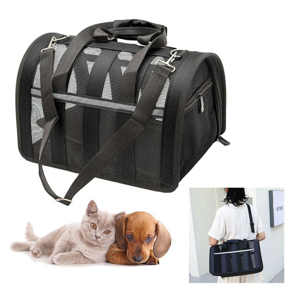 Bolsa Transporte Cachorro Gato Cao Pet Faixa Refletiva Pequeno Porte Segurança Viagem Passeio