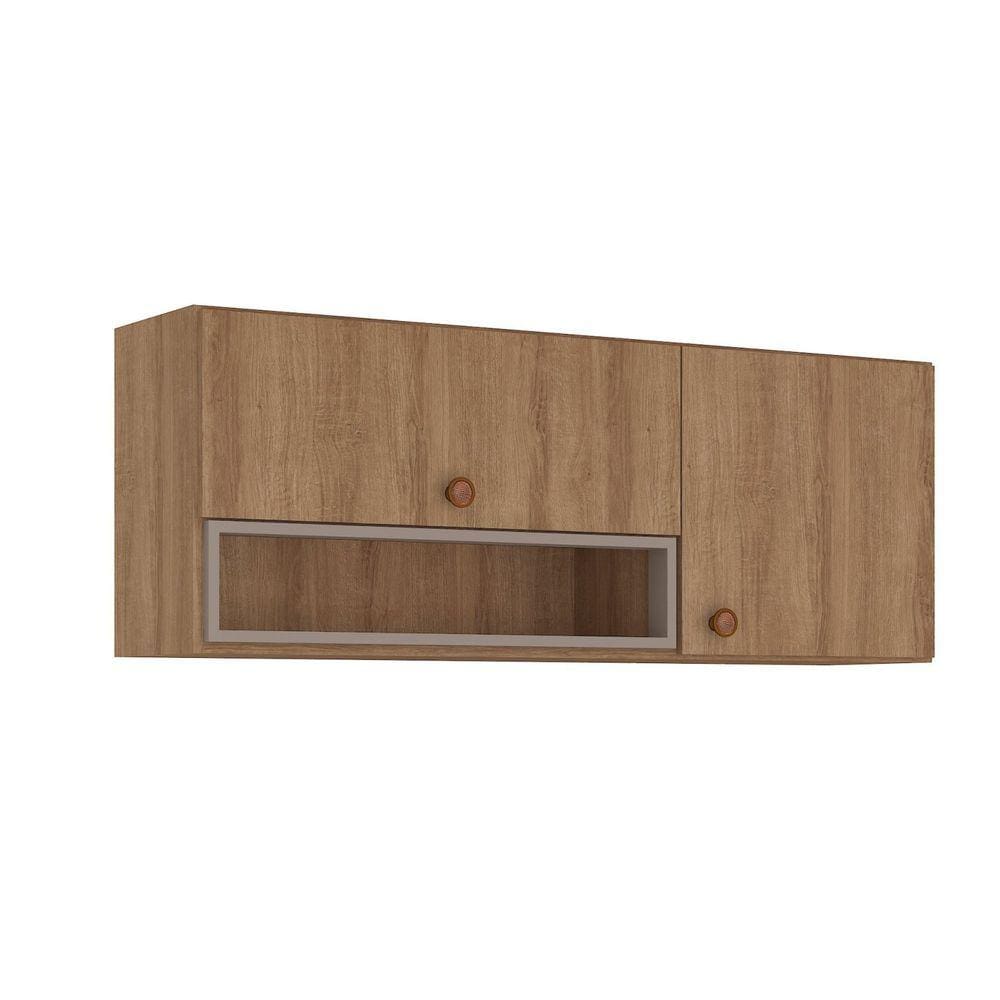 Armário Aéreo com Nicho 2 Portas 120cm Marti Mel/Cinza