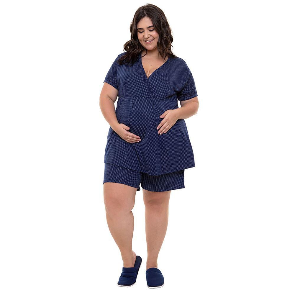 Pijama Short Doll Plus Size Gestante Amamentação Manga Curta Linda Gestante