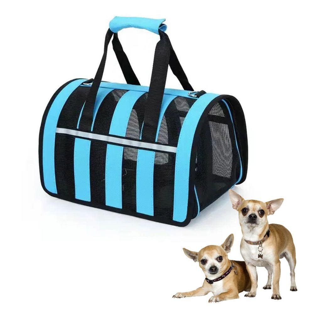 Bolsa Transporte Cachorro Gato Cao Pet Faixa Refletiva Animal de Estimaçao Viagem Aviao Carro Passeio