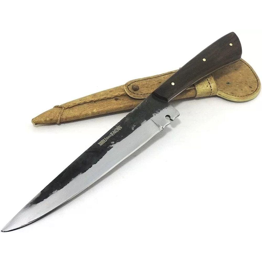 Faca Gaúcha Artesanal Fulltang Brut Aço Carbono -Lâm. - 20 cm.